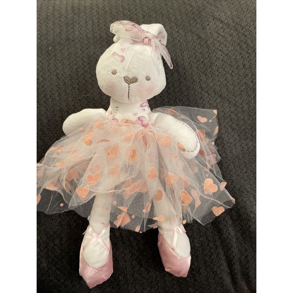 Cute Bunny Rabbit Ballerina Stuffed Animal Plush Pink Hearts A41